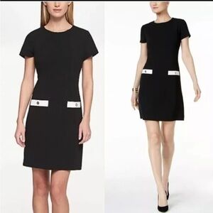 NWT TOMMY HILFIGER  Black‎ Faux-Pocket Shift Dress Size 18